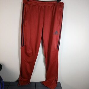 adidas‎ Track Pants Womens Large Burgundy Elastic Waist Straight Ankle Zip PC64